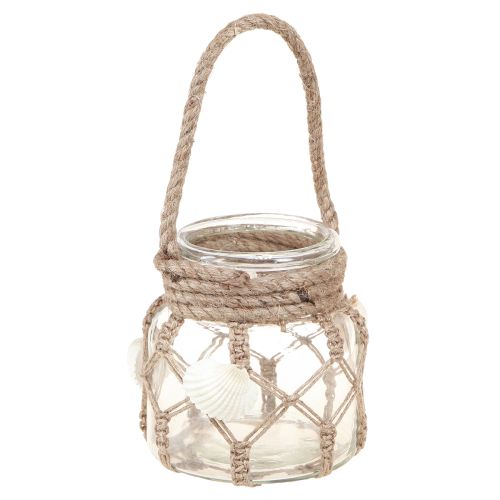 Floristik24 Decorative Glass Macrame Shells Maritime Ø11cm H12.5cm 2pcs