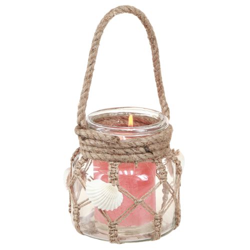 Product Decorative Glass Macrame Shells Maritime Ø11cm H12.5cm 2pcs