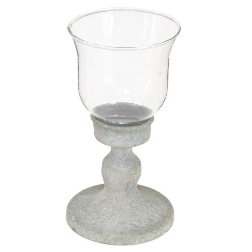 Decorative glass cup vintage metal gray shabby chic Ø8cm H15.5cm