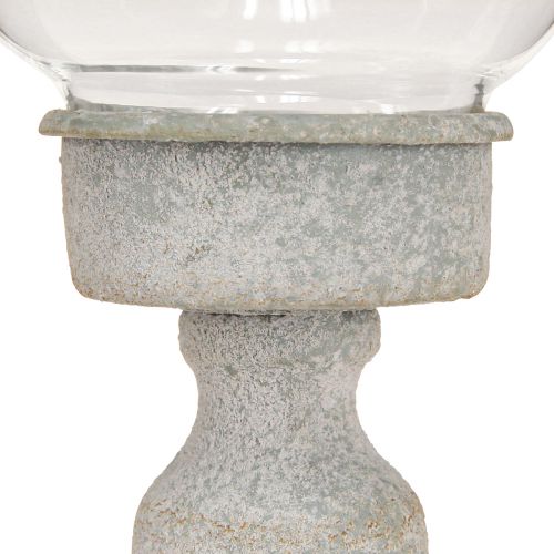 Product Decorative glass cup vintage metal gray shabby chic Ø8cm H15.5cm