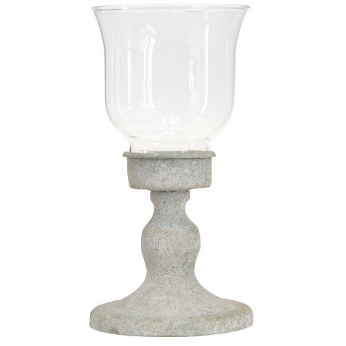 Product Decorative glass cup vintage metal gray shabby chic Ø8cm H15.5cm