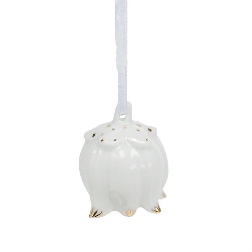 Floristik24 Decorative bells in flower shape white, gold 4pcs