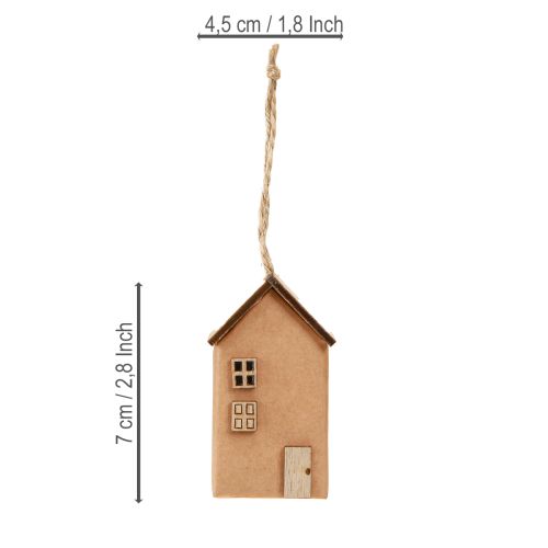 Product Decorative House 9 Pieces Christmas Tree Ornaments Reddish Brown Wood