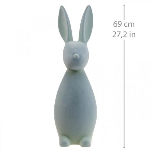 Floristik24 Deco Bunny Deco Easter Bunny Flocked Grey-Green H69cm