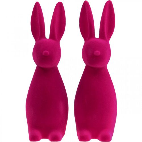 Product Decorative Easter Bunny, Flocked Pink, 29.5cm High, 2 Pieces