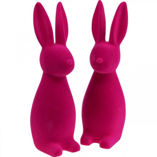 Deco Bunny Deco Easter Bunny Flocked Pink H29.5cm 2pcs
