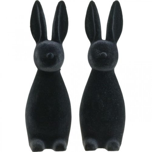 Floristik24 Decorative Bunny Black – 2nd Choice – Decorative Easter Bunny Flocked H29.5cm 2 pcs