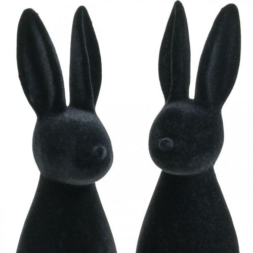 Floristik24 Decorative Bunny Black – 2nd Choice – Decorative Easter Bunny Flocked H29.5cm 2 pcs