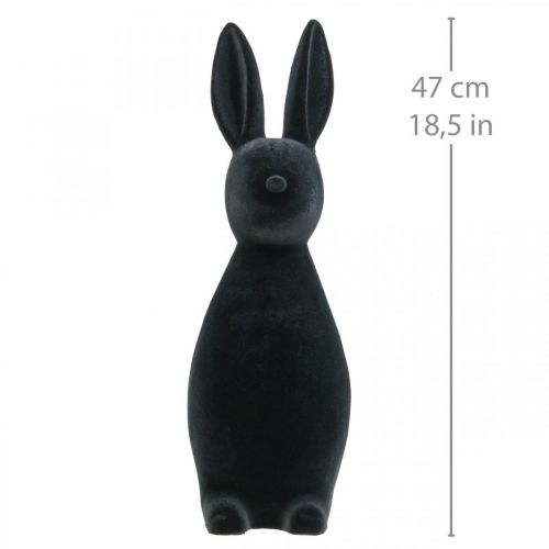 Floristik24 Decorative Bunny Black – 2nd Choice – Decorative Easter Bunny Flocked H47cm