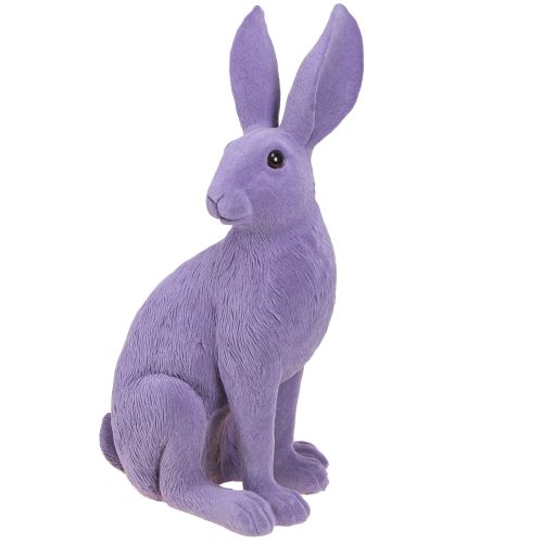 Floristik24 Decorative bunny lilac Easter bunny sitting flocked 16×13×35cm