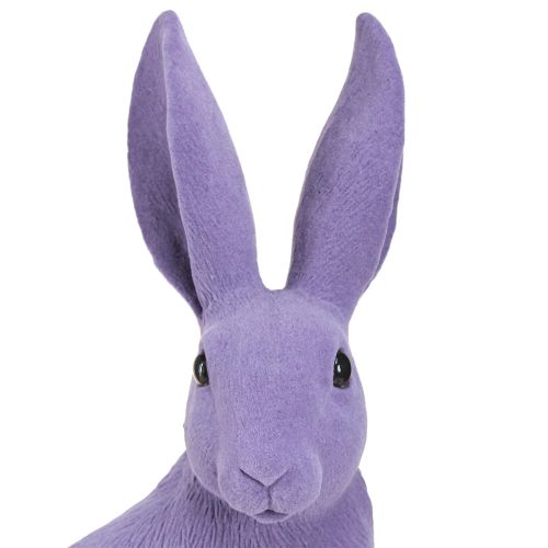 Floristik24 Decorative bunny lilac Easter bunny sitting flocked 16×13×35cm