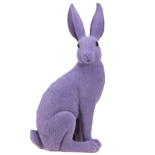Floristik24 Decorative bunny lilac Easter bunny sitting flocked 16×13×35cm