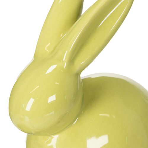 Product Decorative Rabbit, Yellow, Green, Brown, Modern Ceramic Figurine for Easter, 8.5 x 4.5 cm, 3 Pieces