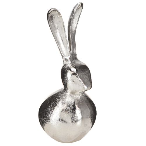Floristik24 Metal Easter Bunny Round Silver coloured Ø12cm H25cm