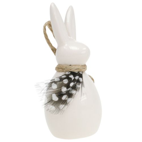 Floristik24 Decorative bunny with feather white 9cm 6pcs