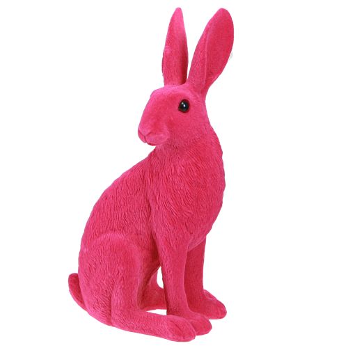 Floristik24 Decorative rabbit sitting figure Easter bunny flocked pink 12×9×25cm