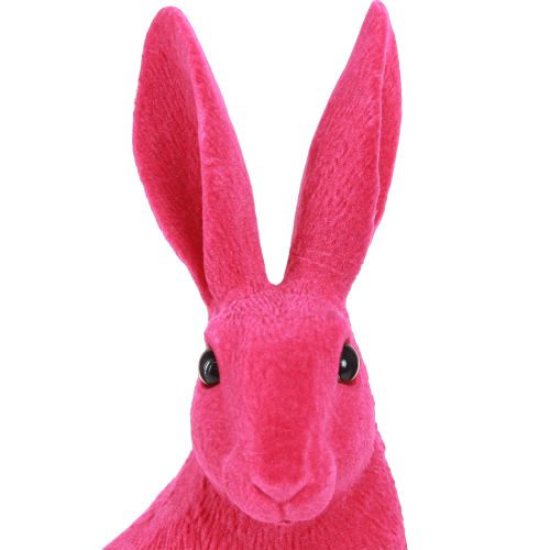 Floristik24 Decorative rabbit sitting figure Easter bunny flocked pink 12×9×25cm
