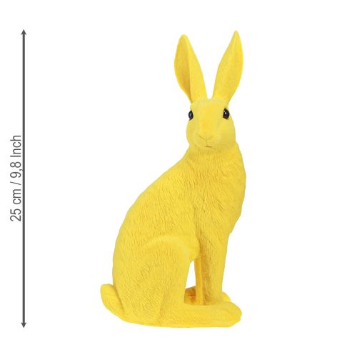 Floristik24 Decorative rabbit sitting Easter bunny flocked yellow 12×9×25cm