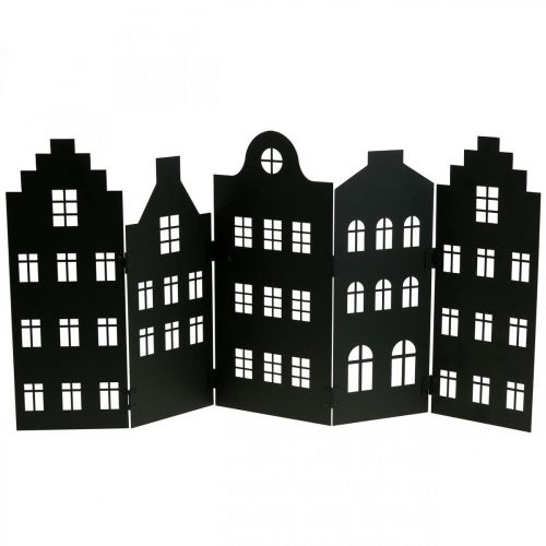Christmas decoration metal city silhouette black 74×36cm
