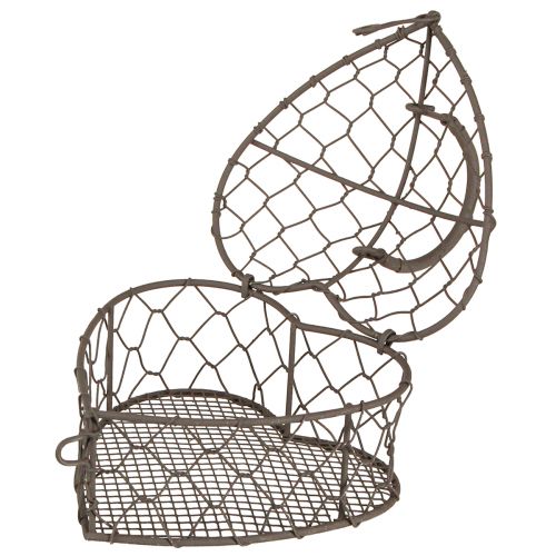 Product Decorative heart made of wire for filling, vintage grey, 14 x 13.5 cm