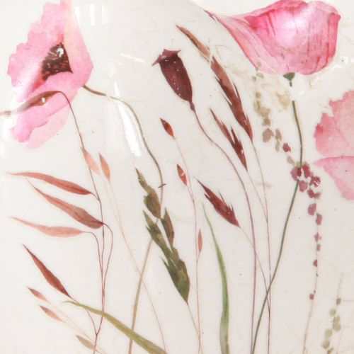 Floristik24 Decorative hearts ceramic table decoration poppy crackle 8cm 3pcs