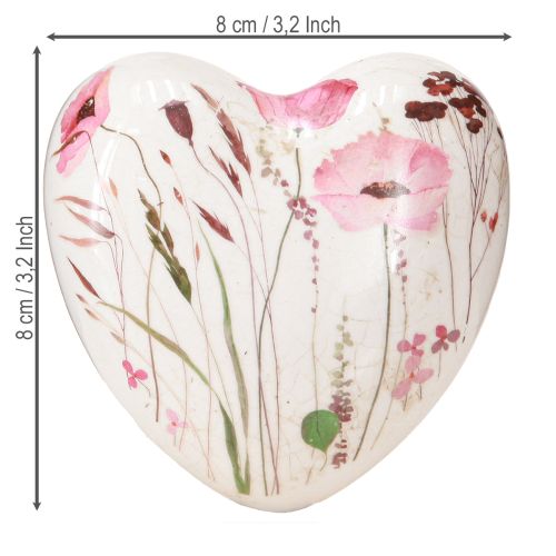 Floristik24 Decorative hearts ceramic table decoration poppy crackle 8cm 3pcs