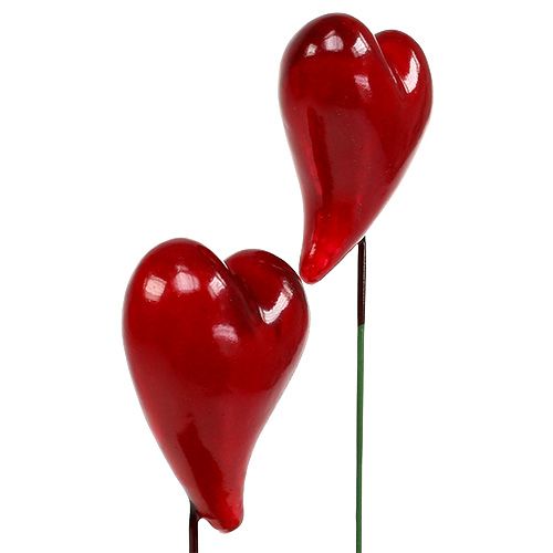 Floristik24 Decorative hearts to stick red 5cm 24pcs