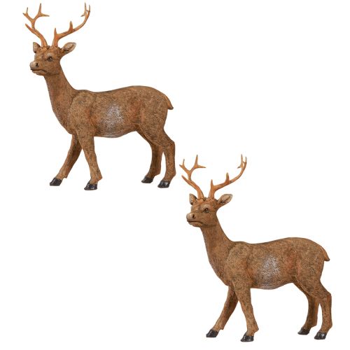 Product Decoration Deer Brown in Wood Look 19x8.5x22.5cm 2 pcs