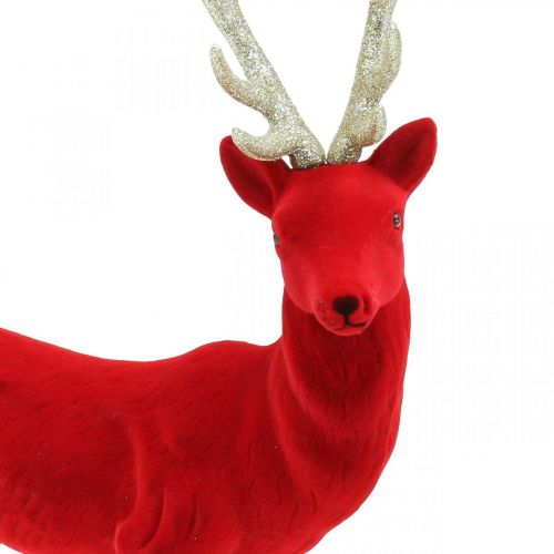 Decorative deer decorative figure decorative reindeer flocked red H40cm