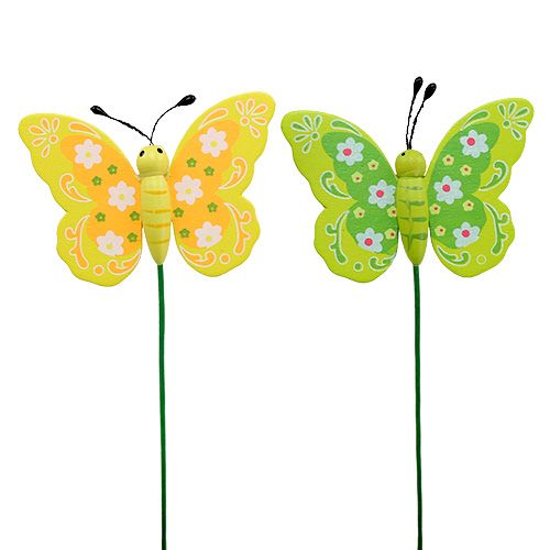 Floristik24 Decorative wooden butterflies on a stick 8cm 24pcs