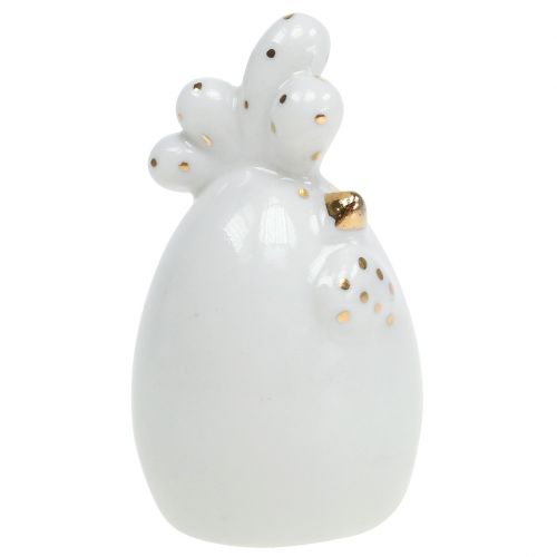 Floristik24 Decorative chicken white with golden dots 6.5cm 6pcs