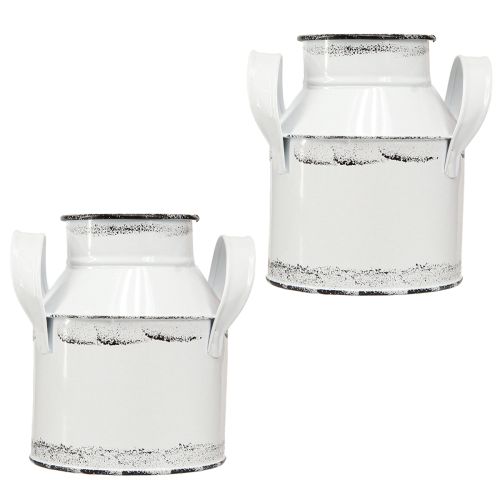 Product Decorative metal jug with handles, white and black, 13cm high, 2 pieces