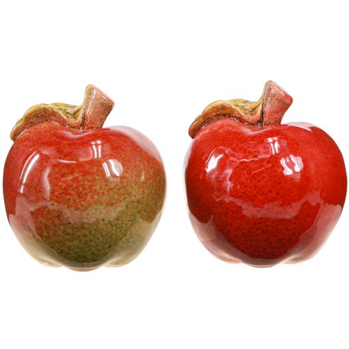 Product Decorative ceramic apples table decoration autumn red green H7.5cm 4 pieces