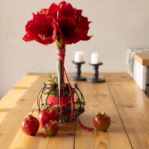 Product Decorative ceramic apples table decoration autumn red green H7.5cm 4 pieces