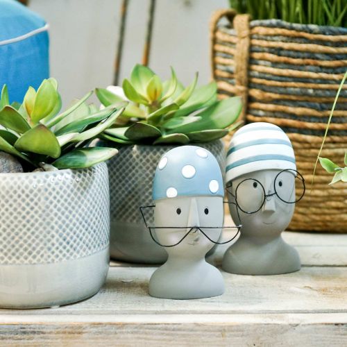 Floristik24 Decorative head swimmer with glasses and bathing cap blue white H15cm / 16cm 2pcs