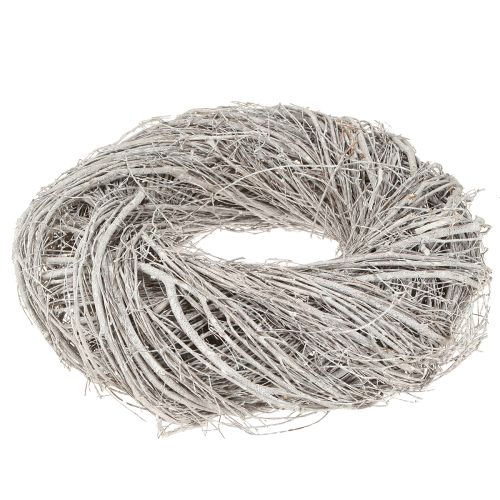 Floristik24 Decorative wreath made of elm branches, white-grey washed Ø35cm