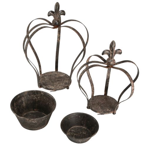 Floristik24 Decorative Crown Antique Dark Brown Rust H22/27cm Set of 2