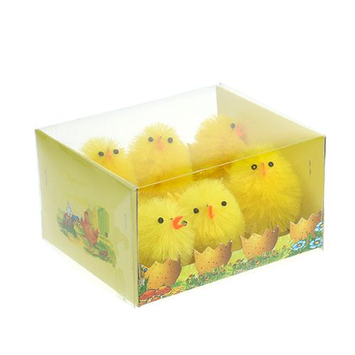 Floristik24 Decorative chicks made of chenille yellow 6.5cm 6pcs