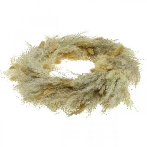 Product Dried flower wreath, pampas grass, lagurus, boho hanging decoration, natural decoration, wall wreath, Ø31cm