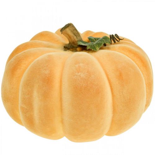 Decorative pumpkin flocked light orange autumn decoration Ø30cm