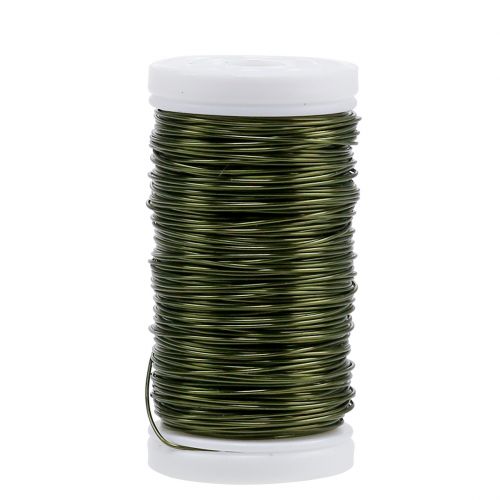 Floristik24 Deco Enamelled Wire Olive Green Ø0.50mm 50m 100g