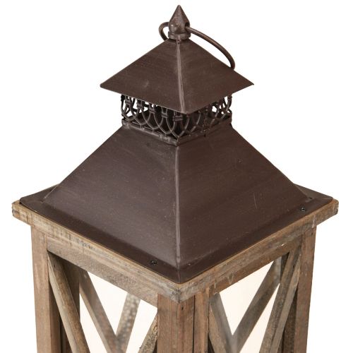 Floristik24 Decorative Lantern Wood Vintage Wooden Lantern Brown 17×17×50cm