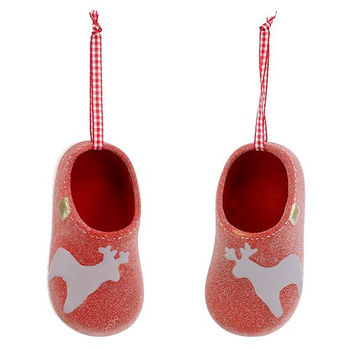 Decorative slippers 13cm red 4pcs | Floristik24.ie