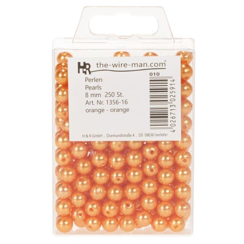 Decorative orange beads, 8mm,