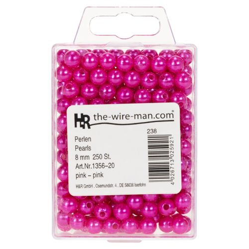 Decorative pink beads, Ø8mm,