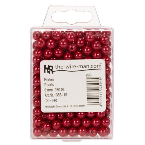 Decorative beads, red, Ø8mm,