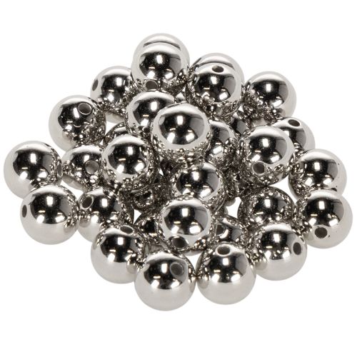 Decorative beads, silver metallic, 14mm, 35 pieces buy online | Floristik24.ie