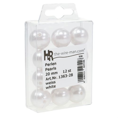 Product Decorative Beads White Ø20mm 12 pcs
