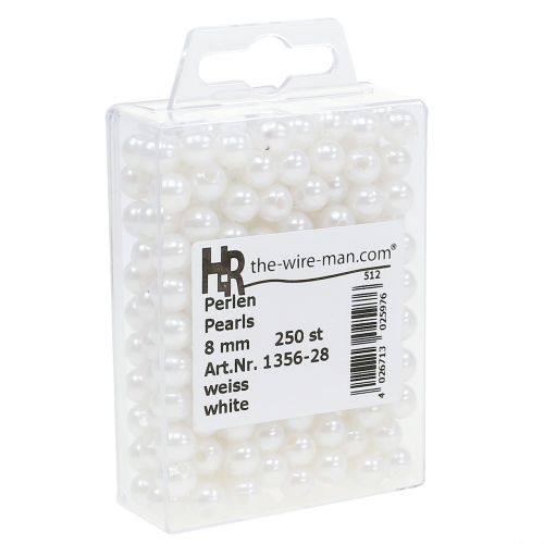 Product Decorative Beads White Ø8mm 250 pcs