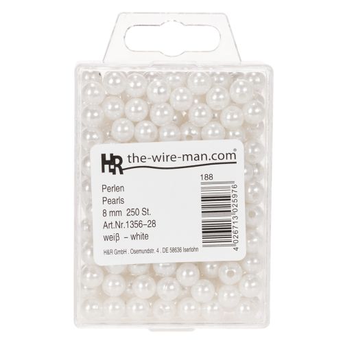 Decorative white beads, Ø8mm,